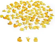 100 Pcs 1/12 Scale Miniature Artificial Bananas Fake Simulated Banana Lifelike Banana Plastic Banana Mini Fruit for Mini House Kitchen Fairy Garden Decoration