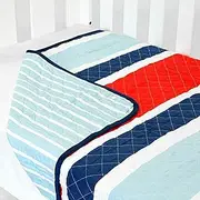 Babyhood Amani Bebe Breezy Blue Cot Quilt Coverlet, Red/Blue