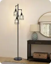 EDISHINE Farmhouse Dimmable Floor Lamp, 3 LED Edison Bulbs Included, Industri...