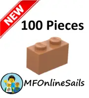**NEW** 100x Genuine LEGO 1x2 Bricks - Medium Nougat - Piece # 3004 Bulk