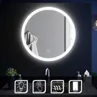 Bathroom LED Mirror Illuminated Anti-fog Touch Switch Large Wall Round Mirror