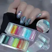 Mesh Nail Sticker Laser Glitter Nail Art Grid Pattern Self-adhesive Nail Decal T