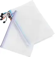 DOITOOL 24pcs PVC Transparent Mesh Zipper Pouches for School and Organization Document Bags Grey Light
