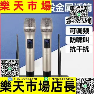 可調頻金屬無線話筒麥克風組 一拖二家庭卡拉OK一拖二U段 卡拉OK 戶外活動 會議主持