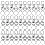 100Pcs Swivel Clasps Lanyard Snap Keychain Hooks for Jewelry Making w/ Key Rings