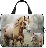 Laptop Case Sleeve Shockproof Computer Carrying Bag Animals Embroidery Paintings Horses Laptop Bag Tote Lightweight Notebook Case Cover Traveling Briefcase Handle Bags for Travel Business 17inch