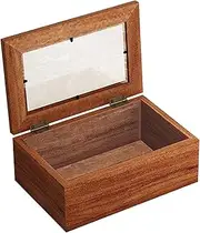 rockible Wood Storage Box Wooden Box Jewelry Organizer Box Portable Rectangle Trinkets Box with Clear Lid for Sundries Art Hobbies, S