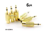 6-PACK RCA Female to 3.5mm Mono Male Plug Gold-Plated Audio Adapter, AV-A23M-6