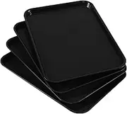 Minekkyes Rectangular Restaurant Cafeteria Tray, Set of 4 Plastic Breakfast Tray, Black