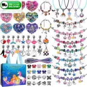 150 Pieces Charm Bracelet Making Kit,Unicorn Mermaid Crafts Gifts Set Can Inspir