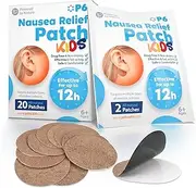 P6 Motion Sickness Patches for Kids - All Natural Sea Sickness Patches for Cruise and Car - Non Drowsy Motion Patch for Children - Safe Motion Sickness Patch for Travel - 2 Pack