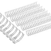 22mm (7/8″) Double Loop Wire Binding Combs, 50 Pcs, 2:1 Pitch, Silver Tone