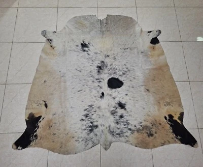 Speckled Cowhide Rug Black White Hair On Cow Skin Rugs Real Natural 4.5ft x 5ft