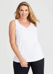 [Taking Shape] Taking Shape Good Earth Australian Cotton Reversible Cami Size 20 in White - Plus Size Women's Clothing White