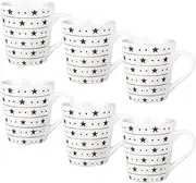 Treo By Milton Earthen Art Ceramic Mug, Set of 6, 210 ml, Brown Stars
