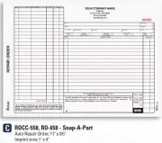 Auto Repair Order / Snap-A-Part Carbonless 3 Part / 11" x 8.5" / ROCC-558