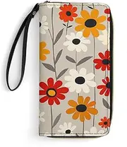 [BFGWK] Large Wallet Novelty Retro Flower Design Printing Long Wallet With Zipper Leather Wallet Suitable For Both Men And Women, style, 19.7x10.5cm