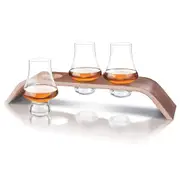 4pc Final Touch 195ml Whiskey/Scotch Crystal Glasses Flight Tasting Set w/ Stand