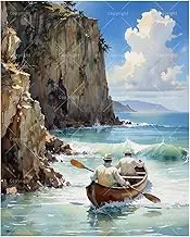 TAOPAOLAB Cliffside Canoeing Paint by Numbers Kit for Adults - DIY Ocean Adventure Painting on Canvas 16x20In, Acrylic Paint Set, Suitable for Beginners, Art for Home Decoration or Gifts