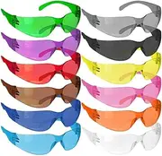 [SAFE HANDLER] Hyline Safety Glasses | FULL COLOR, ANSI Z87.1, Impact Resistant, Unbreakable Lens, 99% UV Protection, Anti-Scratch, 12 PAIRS 12 Assorted Colors (1 box)