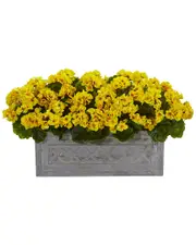 Nearly Natural Indoor/Outdoor UV-Resistant Geranium Artificial Plant in Stone Planter