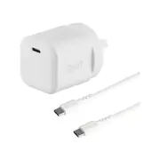 3sixT Wall Charger GaN 20W USB-C PD + USB-C to USB-C - White