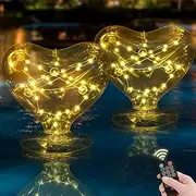 Likiyol 4 Pack 17" Floating Pool Lights Solar Powered with Remote & Base, Inflatable IP68 Waterproof Solar Pool Lights That Float for Inground Above Ground Pools Decorations Outdoor, Warm White