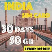 Lemon Mobile India Travel SIM Card 30 Days 50 GB - High-Speed Data for Tourists, No Registration, Compatible with iPhone & Android, Best Value for Long Stays