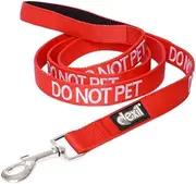 Dexil Limited DO NOT PET Red Color Coded 2 4 6 Foot Padded Dog Leash Prevents Accidents by Warning Others of Your Dog in Advance (6ft)