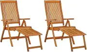 Garden Chair Folding Garden Chairs with Footrests 2 pcs Solid Wood Eucalyptus Patio Seating