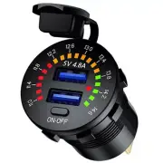12V Dual 4.8A USB Car Charger 2 Port Adapter LED Voltmeter Socket Fast Charging (for: Renault)