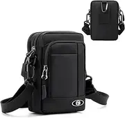 [BAGZY] Mens Pouch Bag, Side Bag Small Mens Shoulder Bag, Outdoor Sports Hiking Waist Pack Crossbody Tactical Cellphone Pouch Belt Bum Bag Drop Bag Messenger Sling Bag Travel Bag (Black)
