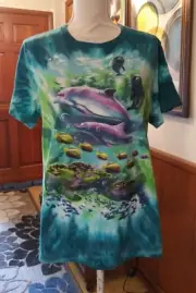Mighty Fine Size SM/C/P Dolphin Shirt Very Pretty 100% Cotton 26" L 20" Bust