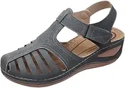[Generic] Fashion Flip Flops for Women Soft Leather Closed Toe Vintage Anti Slip Sandals Thick Sole Premium Shoes Hollow Sandals Sandals for Women Wedge Size 5 Flip Flop for Women Sandals