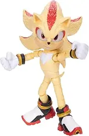 Sonic The Hedgehog Sonic 3 Movie Super Shadow Action Figure by Jakks Pacific 13 cm Tall Highly Poseable for Boys/Girls Officially Licensed Sonic 3 Movie, Recommended Age 3+