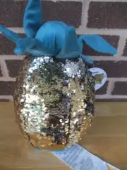 Pineapple Shaped Pillow Plush14"Tall Fun Gold Silver Flip Sequins Mermaid Brand
