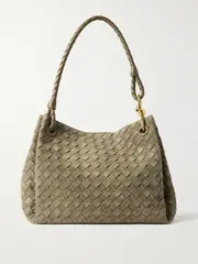 [Bottega Veneta] Bottega Veneta - Parachute Medium Intrecciato Suede And Leather Tote - Army green - One size One size Green