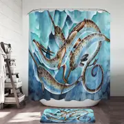 Dragon and Fantasy Creatures Art Icy Depths Shower Curtain