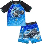 [Monster Jam] Megalodon El Toro Loco Grave Digger Rash Guard and Swim Trunks Outfit Set Toddler to Little Kid
