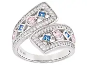 BELLA LUCE ESOTICA NEON APATITE, PINK & WHITE DIAMOND SIMULANTS RHODIUM OVR SS