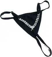 [Generic] Simple Bikini Rhinestone Waist Chain Thong Panties Summer Beach Crystal Body Chain Thong Stretch Rhinestone Festival Rave G String Waist Jewelry for Wome