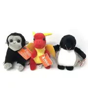 Set Of 3 Mini Plush Toy PocketKins Dragon, Gorilla & Emperor Penguin 5-Inch NEW!