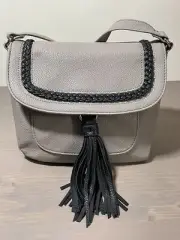 Nine West - Grey And black Accent Small Crossbody Bag Fold Over Top - New