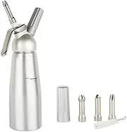 Whipped Cream Dispenser, Professional Aluminum Cream Whipper Maker 500mL (1 Pint) with 3 Decorating Nozzles (Aluminum)