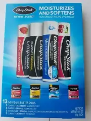 13 INDIVIDUAL BLISTER CARDS CHAPSTICK MOISTURIZES & SOFTENS 0.15 OZ EACH