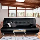 NNEDPE Sarantino 3 Seater Faux Leather Sofa Bed Couch Lounge Futon - Black