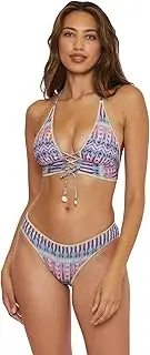 [BECCA] Women's Tulum Halter Bikini Top, Abstract Print, Adjustable, Tie Back, Swimwear Separates