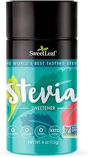 SweetLeaf Stevia Powder Shaker Jar - Stevia Extract Powder, Zero Calories, Zero Sugar, Non-GMO, Gluten-Free, Keto Friendly, Powdered Stevia Shaker - 4 Oz