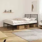 Metal Bed Frame with Headboard Black 137x187 cm Double