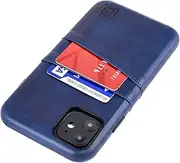 Dockem iPhone 11 Wallet Case: Built-in Metal Plate for Magnetic Mounting & 2 Credit Card Holder Slots (6.1" Exec M2, Synthetic Leather, Navy)
